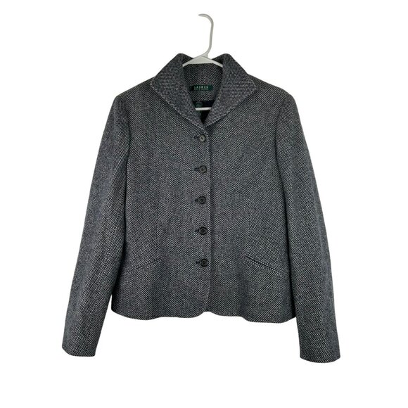 Lauren Ralph Lauren Women's Size 12 Tweed Blazer Jacket Virgin Wool Blend - Picture 1 of 11